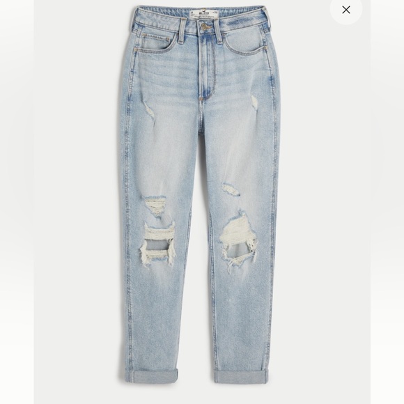 Hollister Ripped Lightwash High Rise Mom Jeans size 6 / 28 - Picture 2 of 2